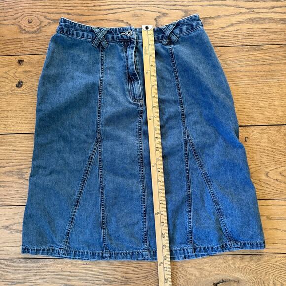 Y2K Vintage Denim Skirt Size 10 High Waist A-Line Midi 90s Cottage Boho - Picture 8 of 8